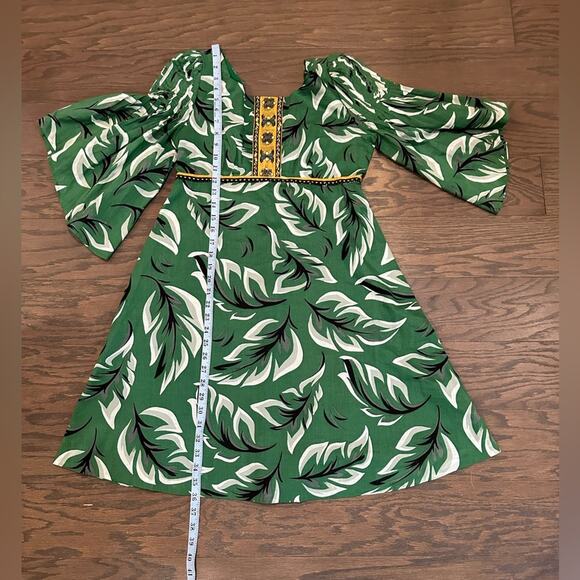 Anthropologie Vanessa Virginia Whimsical Print Leaf Musa Dress Size 2 - Picture 6 of 9